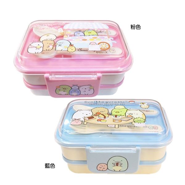 台灣製  茂伸  Sumikko Gurashi 角落生物 - 小夥伴   雙層便當盒2色 - 藍色.粉色   4713077267851
