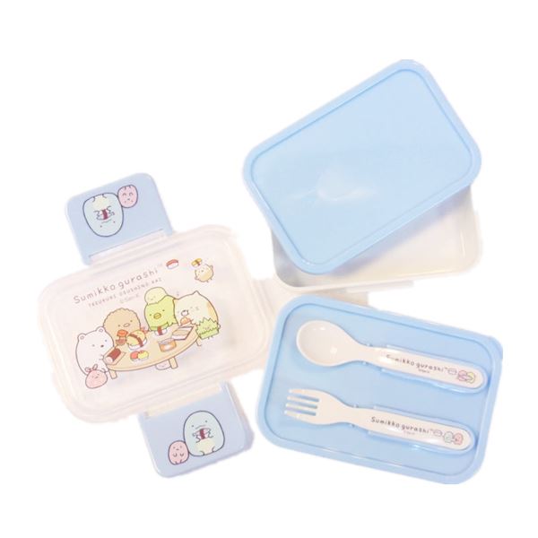 台灣製  茂伸  Sumikko Gurashi 角落生物 - 小夥伴   雙層便當盒2色 - 藍色.粉色   4713077267851