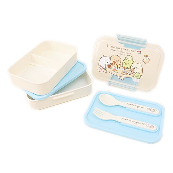 台灣製  茂伸  Sumikko Gurashi 角落生物 - 小夥伴   雙層便當盒2色 - 藍色.粉色   4713077267851