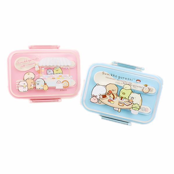 台灣製  茂伸  Sumikko Gurashi 角落生物 - 小夥伴   雙層便當盒2色 - 藍色.粉色   4713077267851
