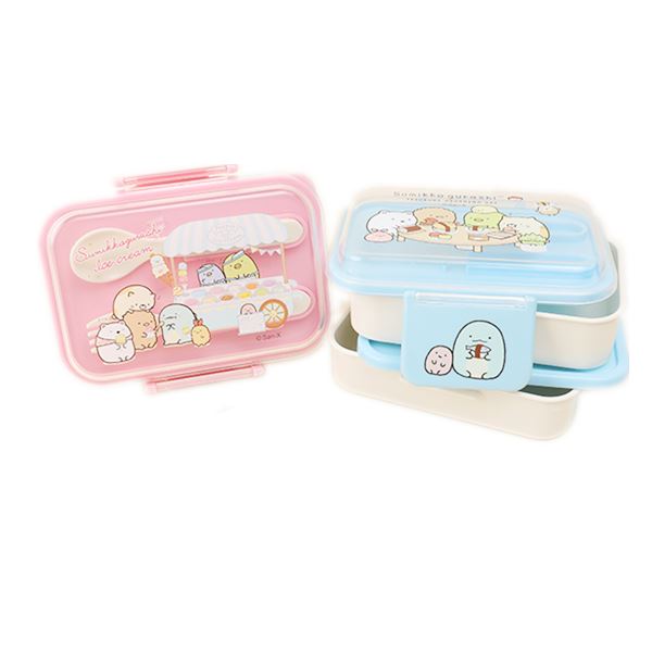 台灣製  茂伸  Sumikko Gurashi 角落生物 - 小夥伴   雙層便當盒2色 - 藍色.粉色   4713077267851