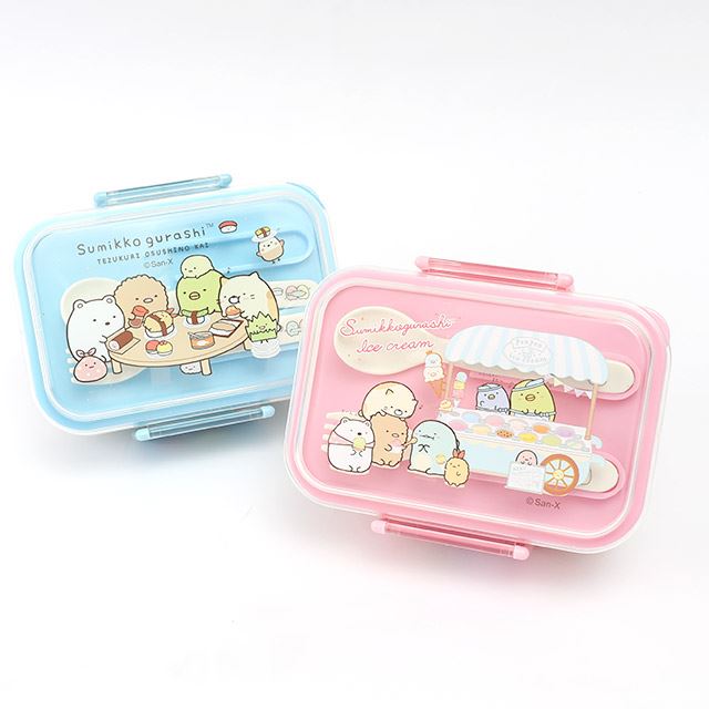 台灣製  茂伸  Sumikko Gurashi 角落生物 - 小夥伴   雙層便當盒2色 - 藍色.粉色   4713077267851