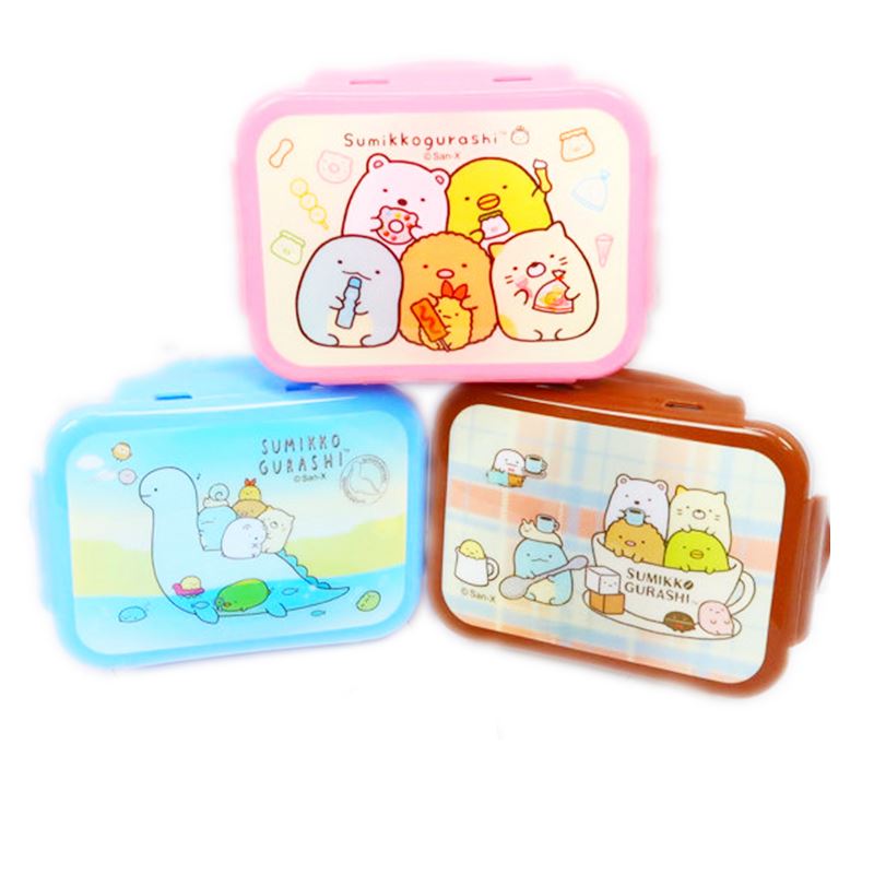 Sumikko Gurashi 角落生物 - 小夥伴  壓扣保鮮盒(小)3款 - 咖啡色-杯子 . 藍色-恐龍  .  粉色-食物 