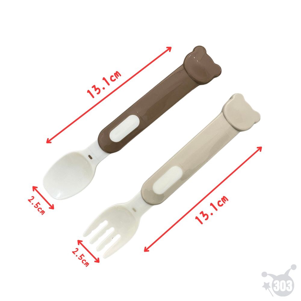 日本進口 小熊造型兒童學習筷 寶寶副食品容器 叉匙組 學習杯 微波碗