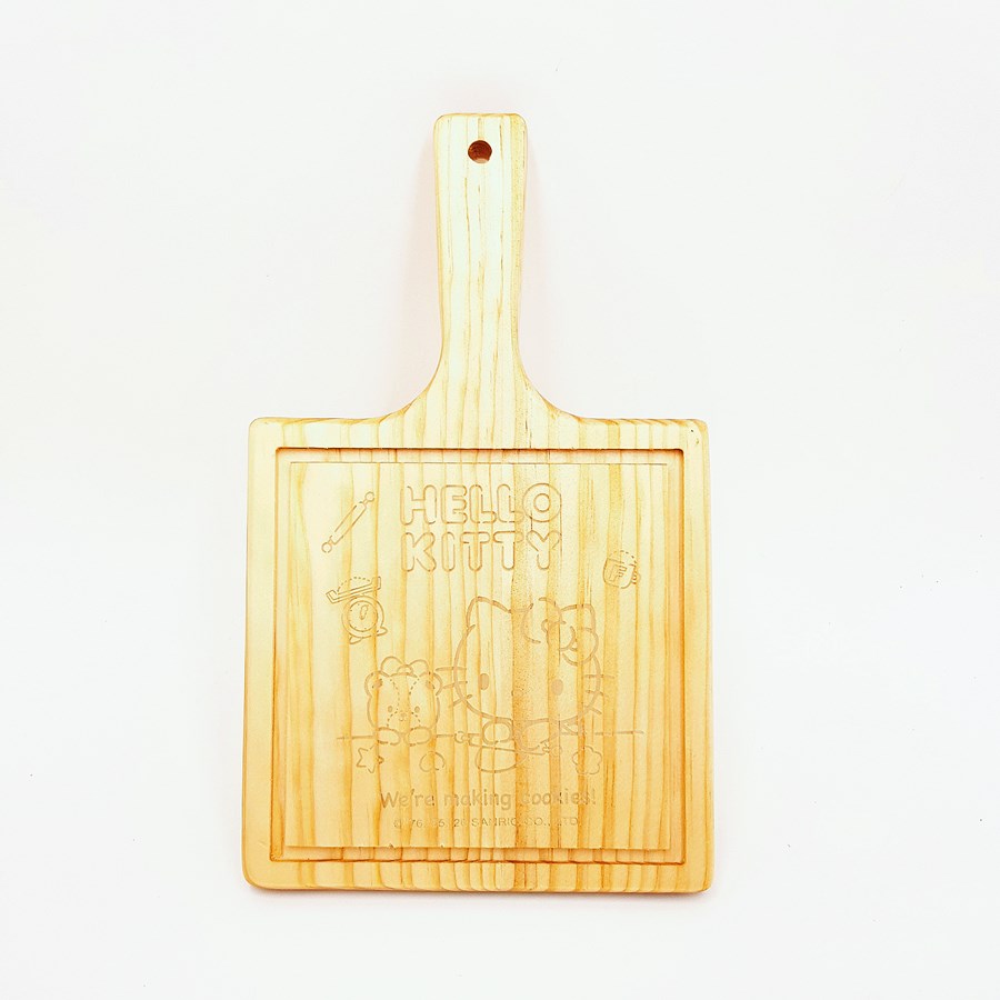 三麗鷗系列  Hello Kitty  凱蒂貓 KT-1659-1 多功能木製砧板-方型  4712977466593