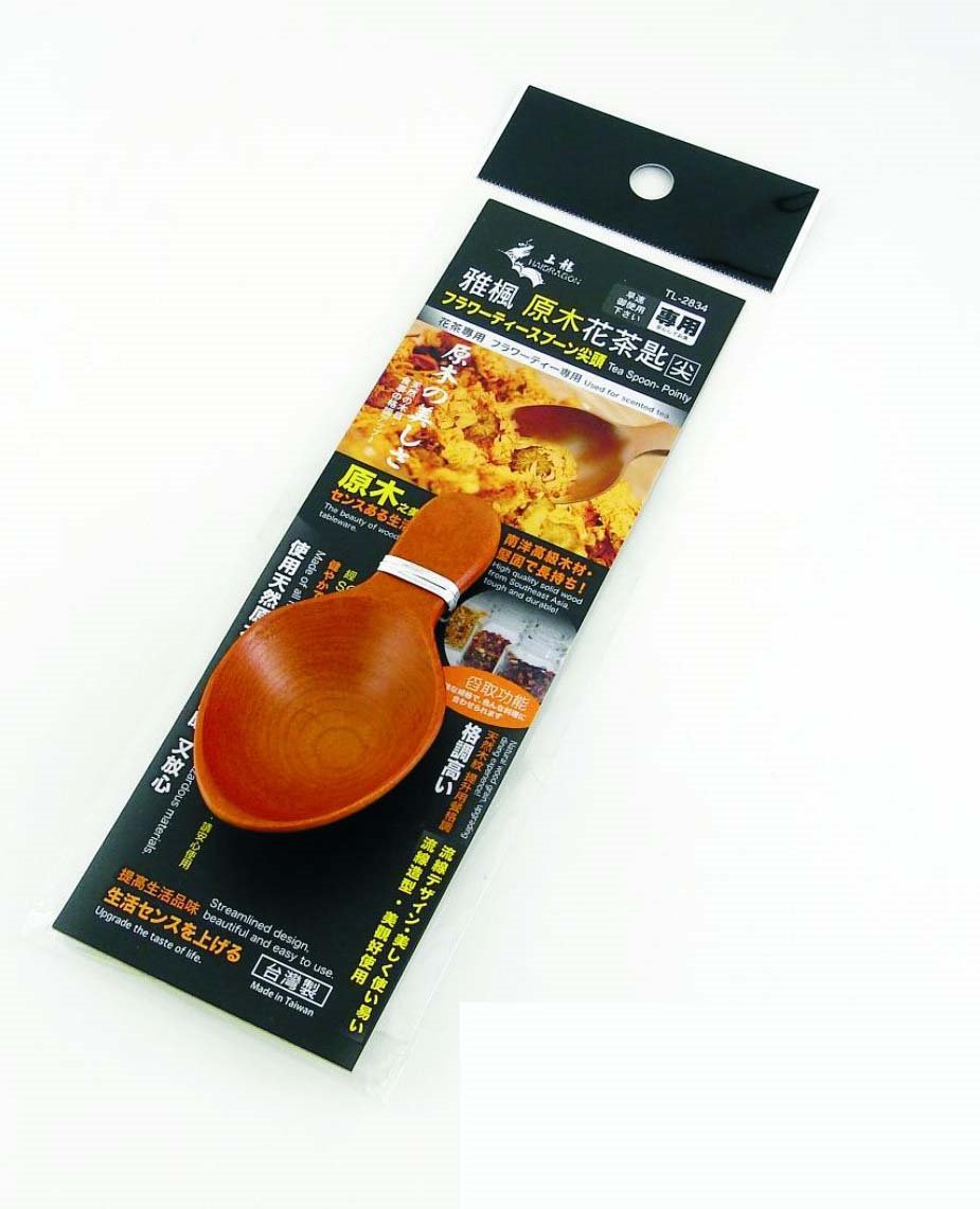 台灣製  上龍  TL-2834雅楓原木茶花匙-尖  4713537028343