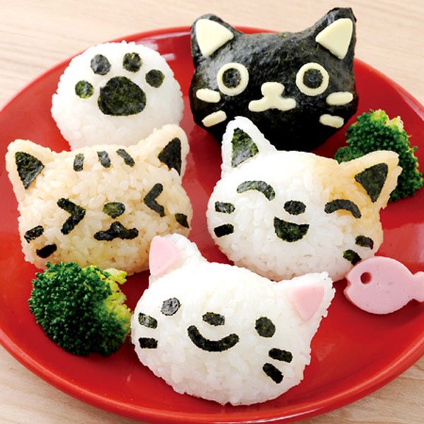 貓咪表情  海苔飯糰便當  / 貓咪頭型壓模 模具組   4989082764238