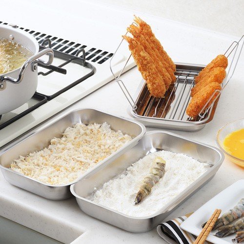 日本製 YOSHIKAWA  SJ1487 SS 3P料理盤附瀝油網   4979487914871 