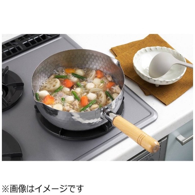 日本製yoshikawa吉川木柄 YH6754 SS雪平鍋-22cm  4979487767545 