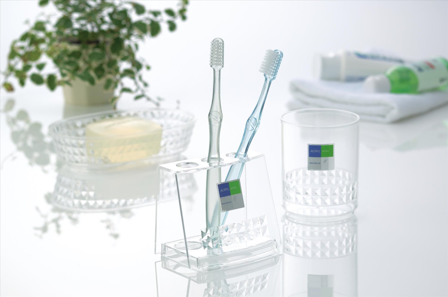 日本製  inomata 2214  水晶透明 牙刷收納置物架    4905596221487