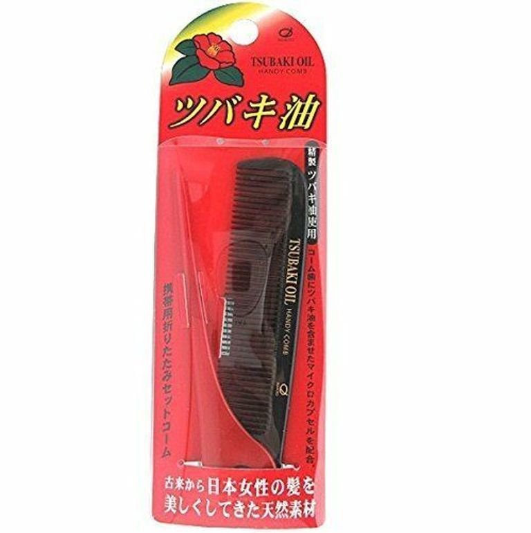日本製  IKEMOTO  池本  TSU45  艷紅椿油折疊尖尾扁梳/折疊梳/攜帶式美髮梳   4970270106947