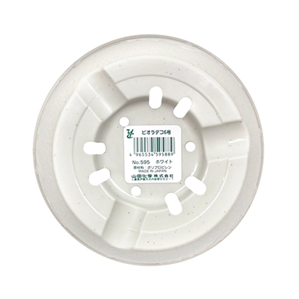 日本製  山田  YAMADA   N.O 595  6號圓形花盆 ~ 棕 /  -白