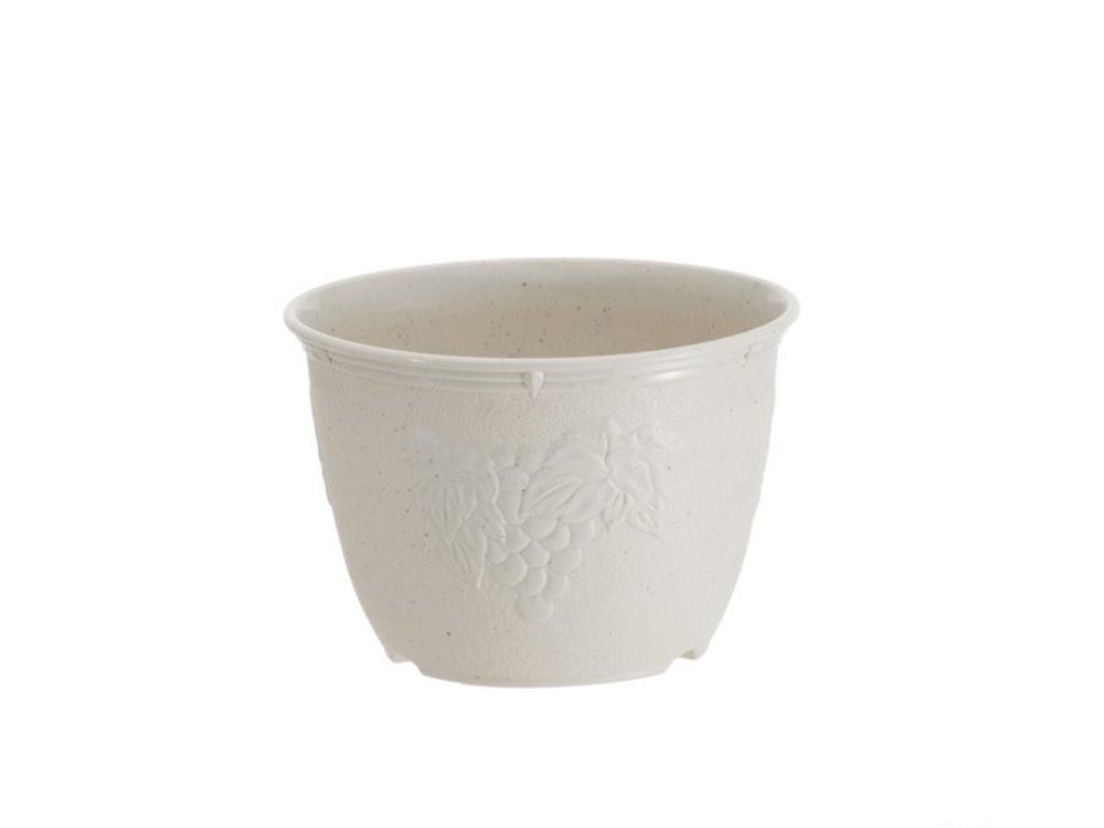 日本製  山田  YAMADA   N.O 595  6號圓形花盆 ~ 棕 /  -白