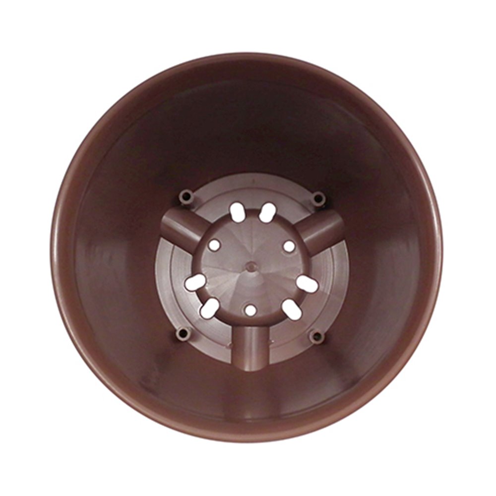 日本製  山田  YAMADA   N.O 595  6號圓形花盆 ~ 棕 /  -白