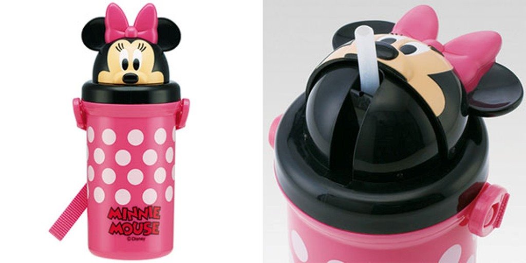Disney  迪士尼系列  造型彈跳吸管水壺500ml 附揹繩~米奇/-米妮