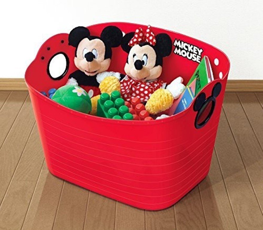 日本製 Disney 迪士尼系列  Mickey Mouse 米奇 SQ43  米奇收納置物籃.大收納籃27 L -紅  4904121301137