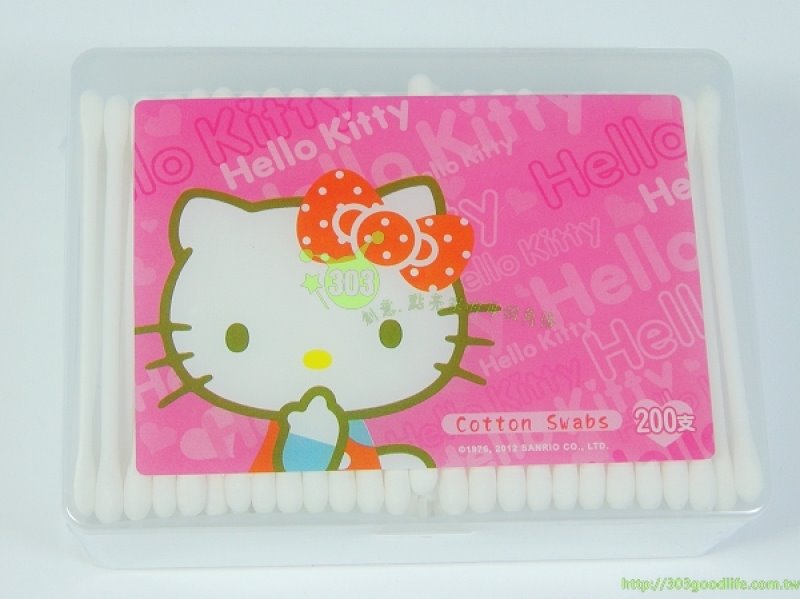 三麗鷗 Hello Kitty 塑軸棉花棒  -  圓頭  .  彩妝尖頭