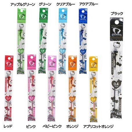 日本製 三麗鷗系列  Hello Kitty 凱蒂貓 0.4mm 替換筆心 ~ 黃S4637240/桔S4637259/紅 S4637283/粉S4637275/淺藍S4637216/綠S4637224/淺綠S4637232/淺粉S4637267