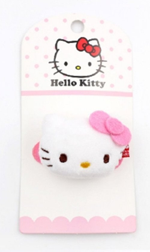 三麗鷗系列 Hello Kitty凱蒂貓 絨毛立體頭 ~ 髮夾KT-1141粉.紅  / -鬆緊帶髮圈束KT-1142 -粉.紅  