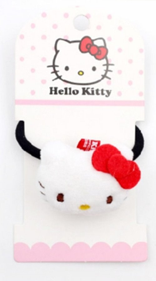 三麗鷗系列 Hello Kitty凱蒂貓 絨毛立體頭 ~ 髮夾KT-1141粉.紅  / -鬆緊帶髮圈束KT-1142 -粉.紅  