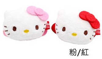三麗鷗系列 Hello Kitty凱蒂貓 絨毛立體頭 ~ 髮夾KT-1141粉.紅  / -鬆緊帶髮圈束KT-1142 -粉.紅  