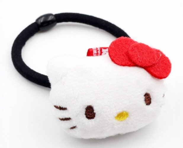 三麗鷗系列 Hello Kitty凱蒂貓 絨毛立體頭 ~ 髮夾KT-1141粉.紅  / -鬆緊帶髮圈束KT-1142 -粉.紅  
