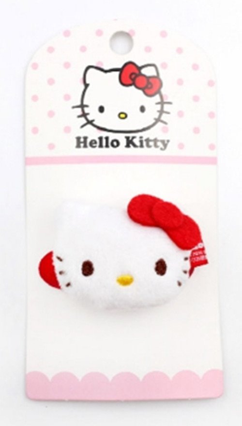 三麗鷗系列 Hello Kitty凱蒂貓 絨毛立體頭 ~ 髮夾KT-1141粉.紅  / -鬆緊帶髮圈束KT-1142 -粉.紅  