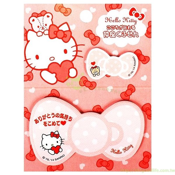 日本製 三麗鷗系列  Hello Kitty 凱蒂貓 便利貼 ~點點粉 / 蝴蝶結紅