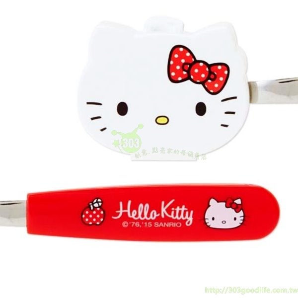 日本製 三麗鷗系列 Hello Kitty凱蒂貓 湯匙+大頭造型盒 4901610576243