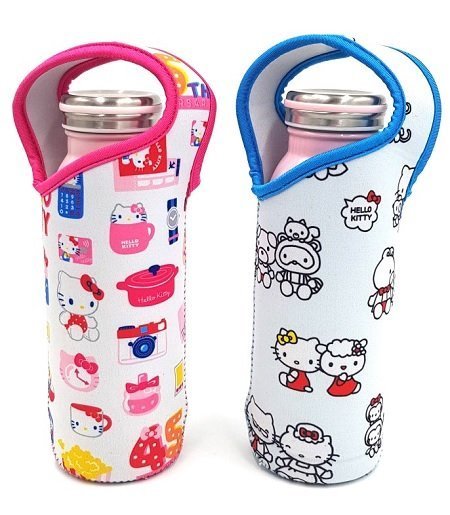 三麗鷗系列  Hello Kitty 凱蒂貓 保溫不鏽鋼牛奶瓶布套組450ml  ~ KT-45-1516-粉 / - KT-A-1517-心-白
