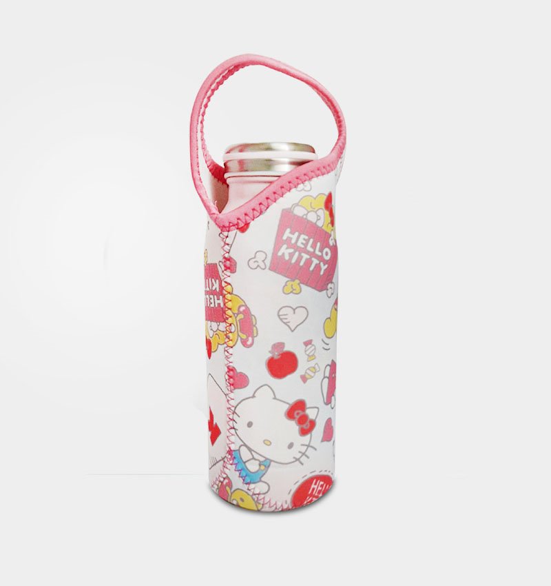 三麗鷗系列  Hello Kitty 凱蒂貓 保溫不鏽鋼牛奶瓶布套組450ml  ~ KT-45-1516-粉 / - KT-A-1517-心-白