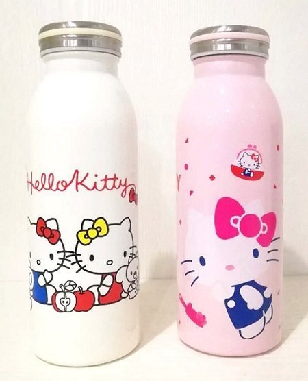 三麗鷗系列  Hello Kitty 凱蒂貓 保溫不鏽鋼牛奶瓶布套組450ml  ~ KT-45-1516-粉 / - KT-A-1517-心-白