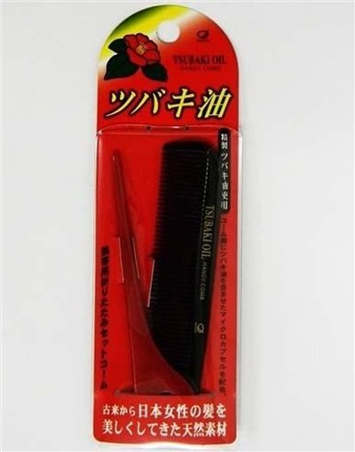 日本製  IKEMOTO  池本  TSU45  艷紅椿油折疊尖尾扁梳/折疊梳/攜帶式美髮梳   4970270106947